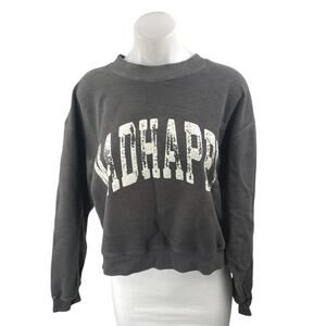 Madhappy Women's Charcoal Gray Spellout Logo Long Sleeve Sweatshirt Top Size L